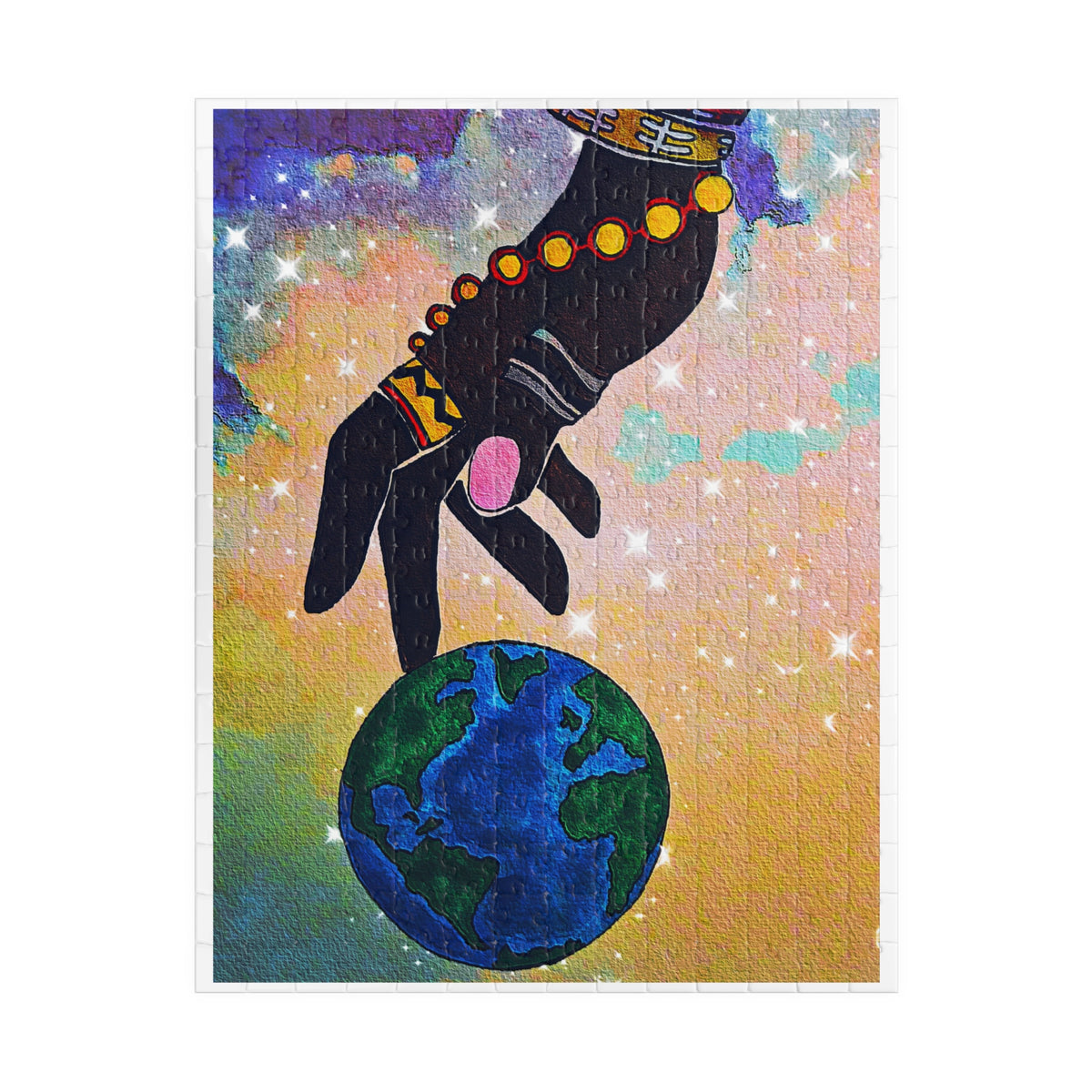 Earth Hand Illustration Puzzle - 110 to 1014 Pieces, Vibrant World Artwork Printify