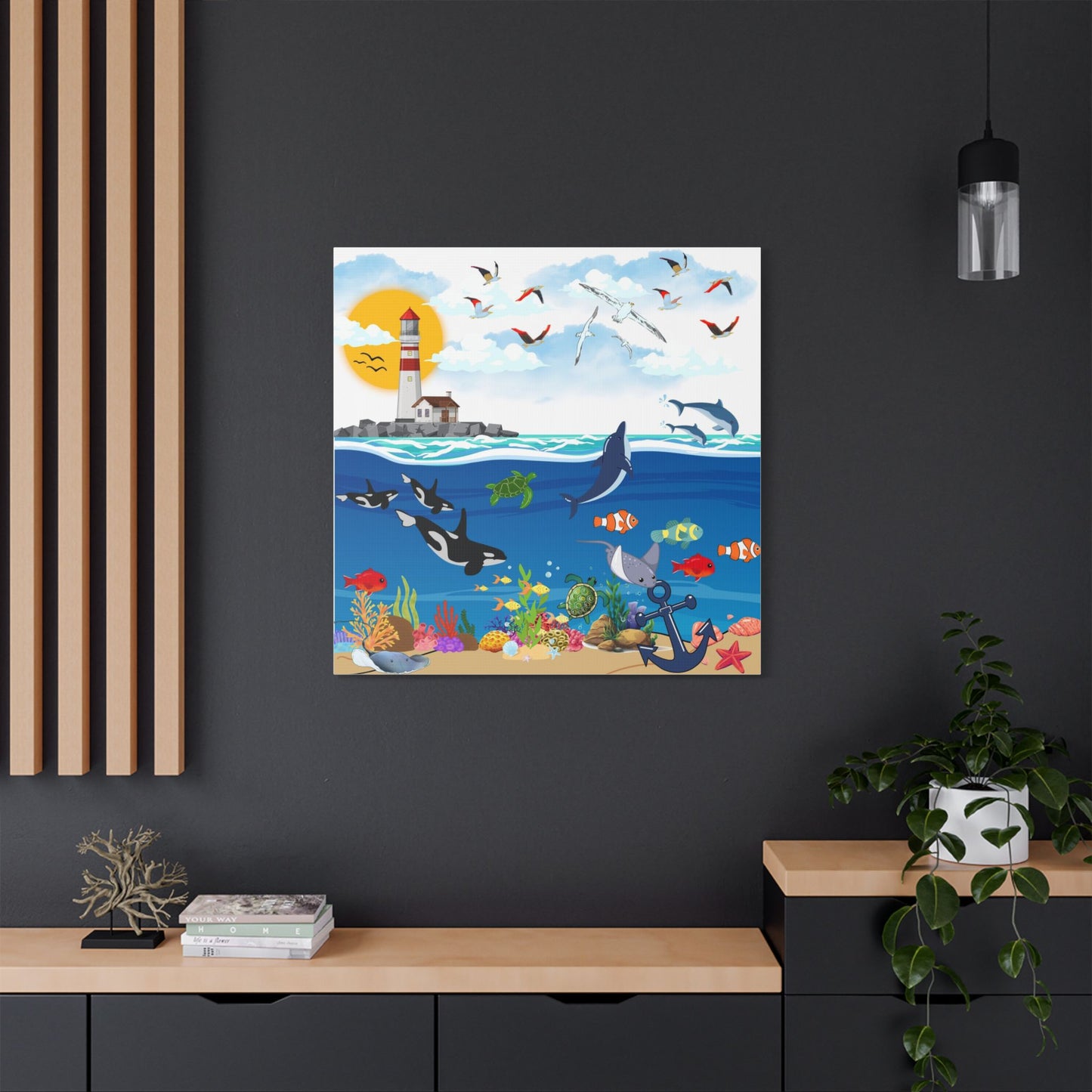 Vibrant Ocean Scene Canvas Wall Art, Nautical Decor for Beach Lovers, Coastal Living, Gift for Housewarming, Relaxing Atmosphere