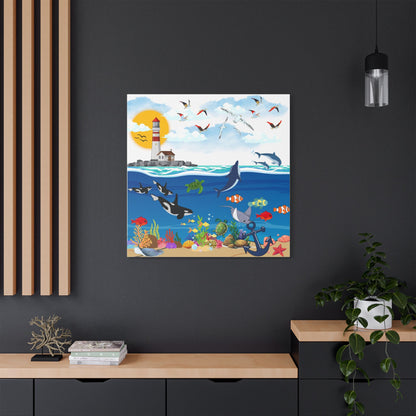 Vibrant Ocean Scene Canvas Wall Art, Nautical Decor for Beach Lovers, Coastal Living, Gift for Housewarming, Relaxing Atmosphere