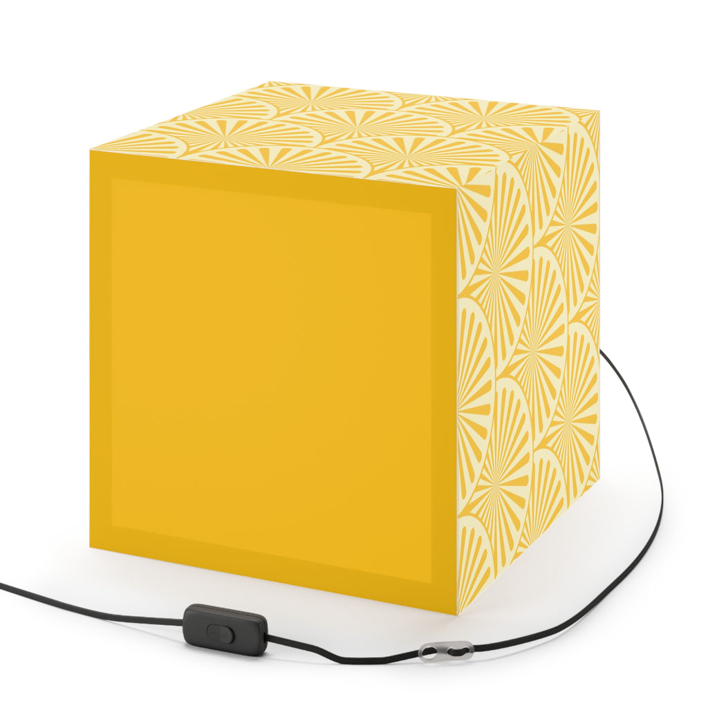Yellow Art Deco Cube Lamp — Geometric Pattern Pendant Light Printify