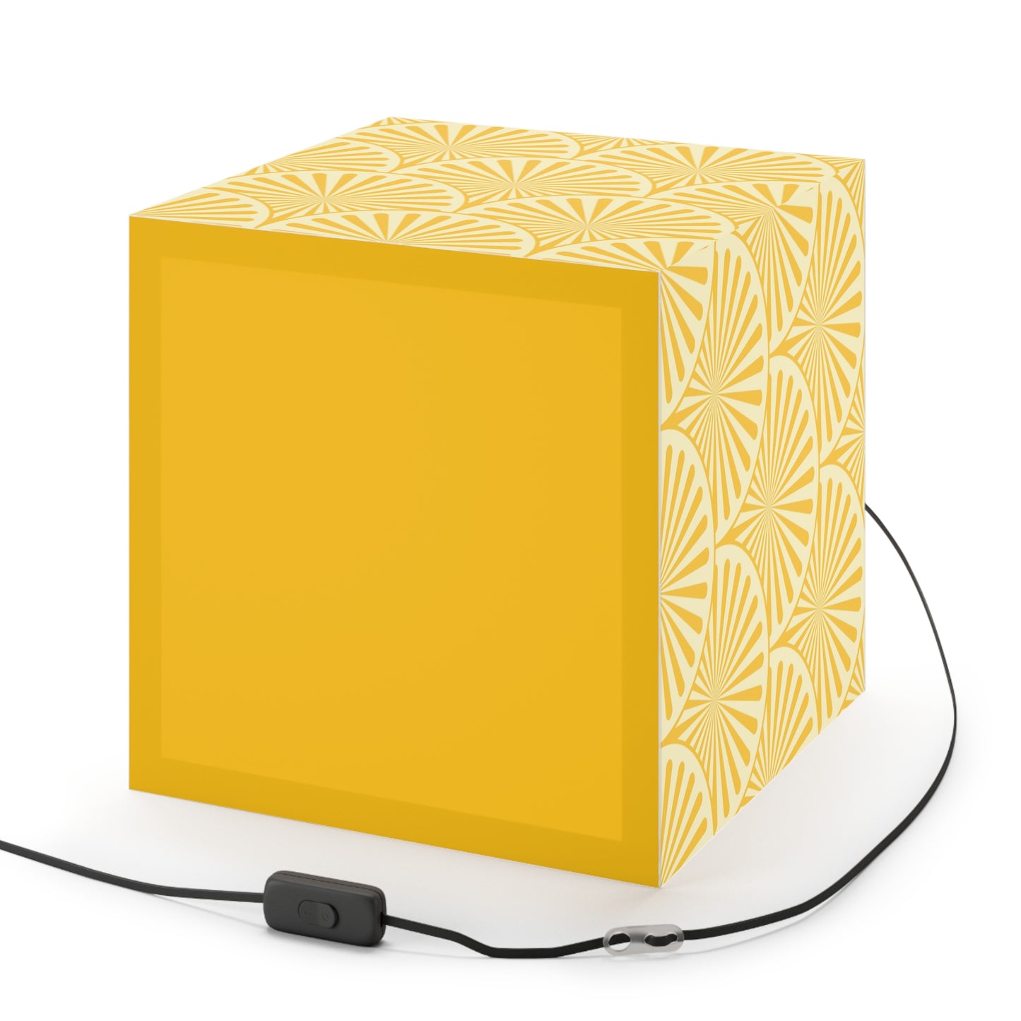 Yellow Art Deco Cube Lamp — Geometric Pattern Pendant Light