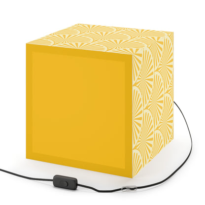Yellow Art Deco Cube Lamp — Geometric Pattern Pendant Light