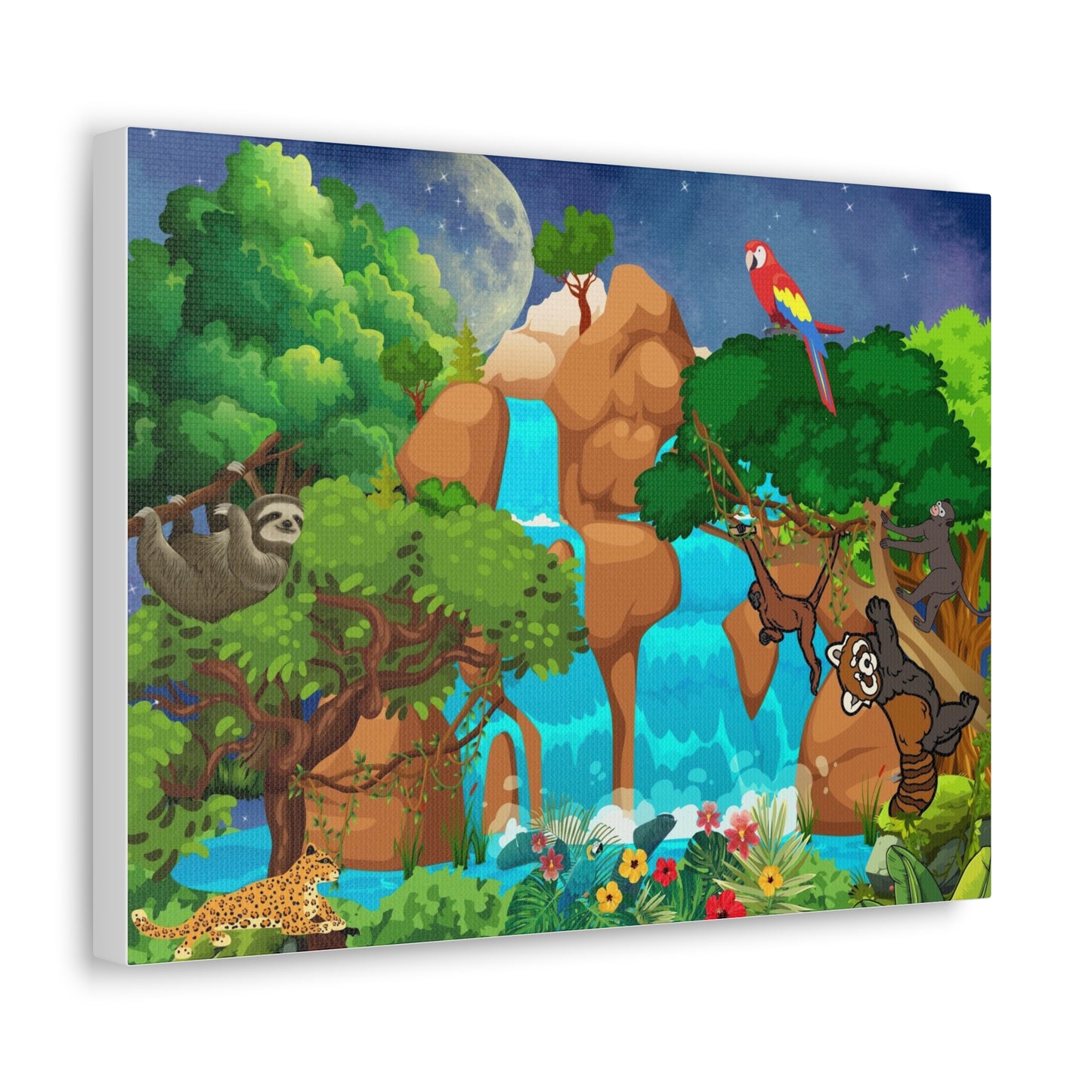 Canvas Gallery Wraps, Jungle Animals Cheetah Monkeys Wall Art, Kids Decor