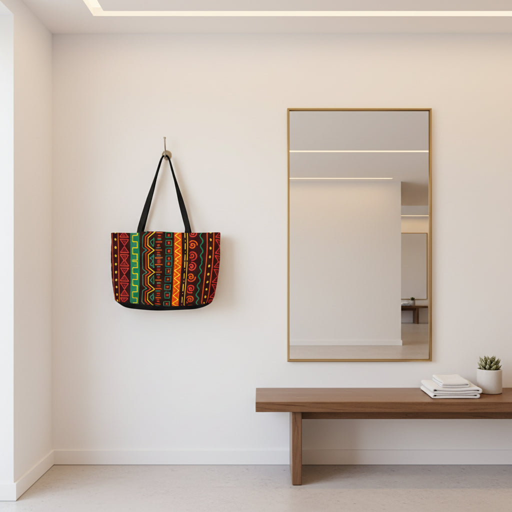 Weekender Tote Bag — Vibrant Afrocentric Tribal Stripe Beach & Travel Tote