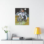 Medieval Knight & Dragon Castle Night Matte Stretched Canvas Printify