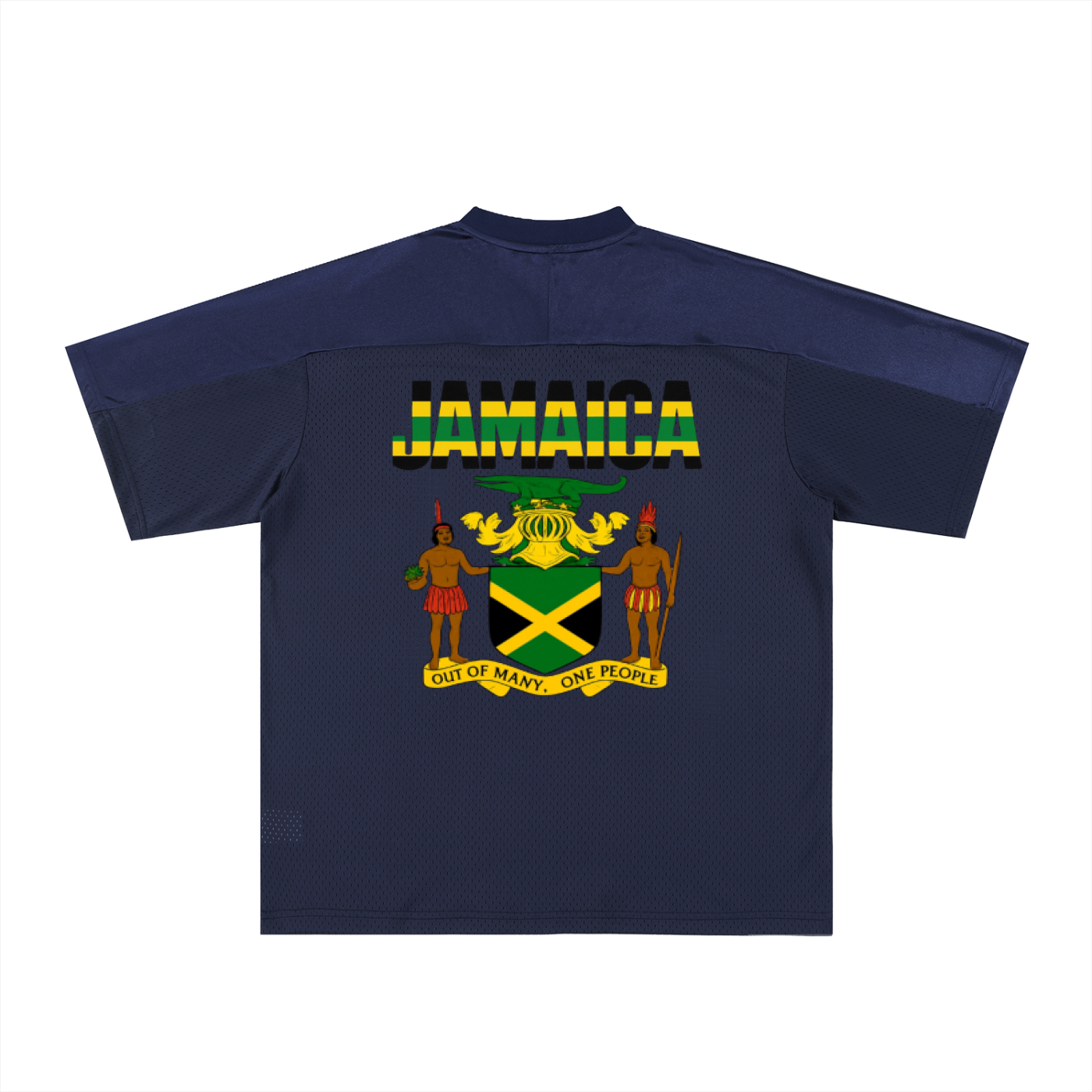 Jamaican Flag Themed Graphic Mesh V-Neck Soccer Jersey
