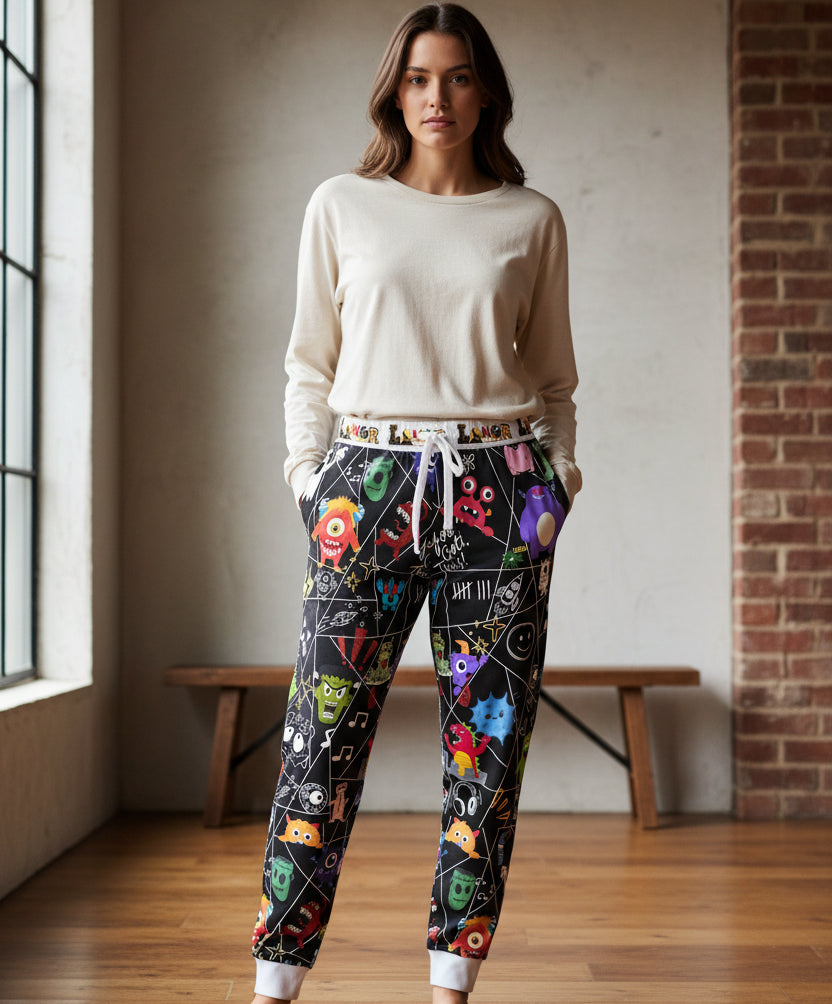 Graphic Monsters Joggers for Men & Women – Unisex Fit, Artistic Cartoon Print Printify