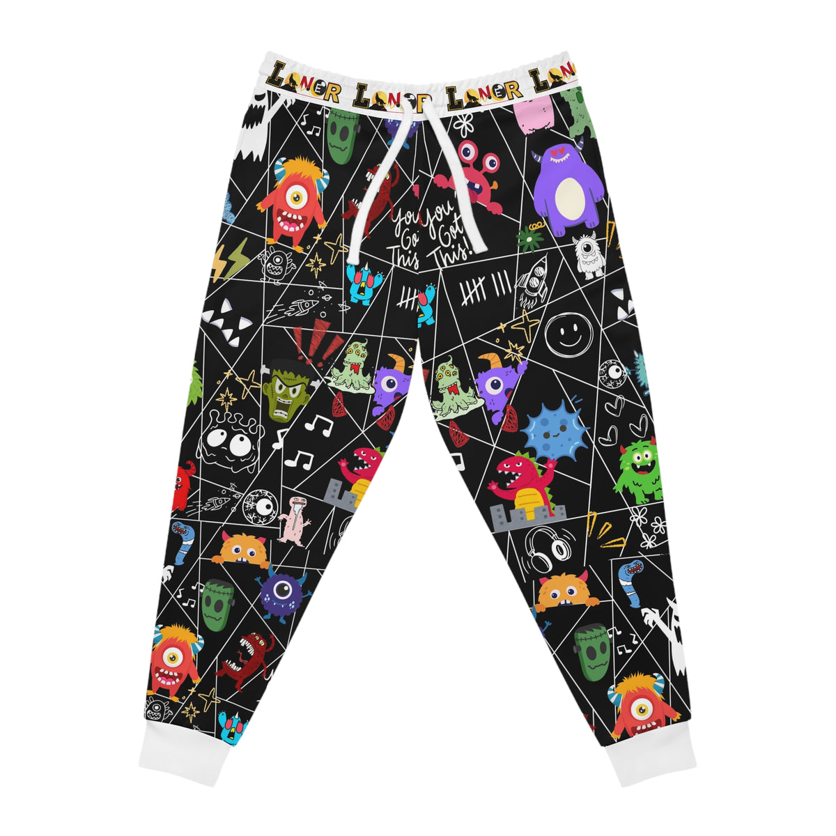 Graphic Monsters Joggers for Men & Women – Unisex Fit, Artistic Cartoon Print Printify
