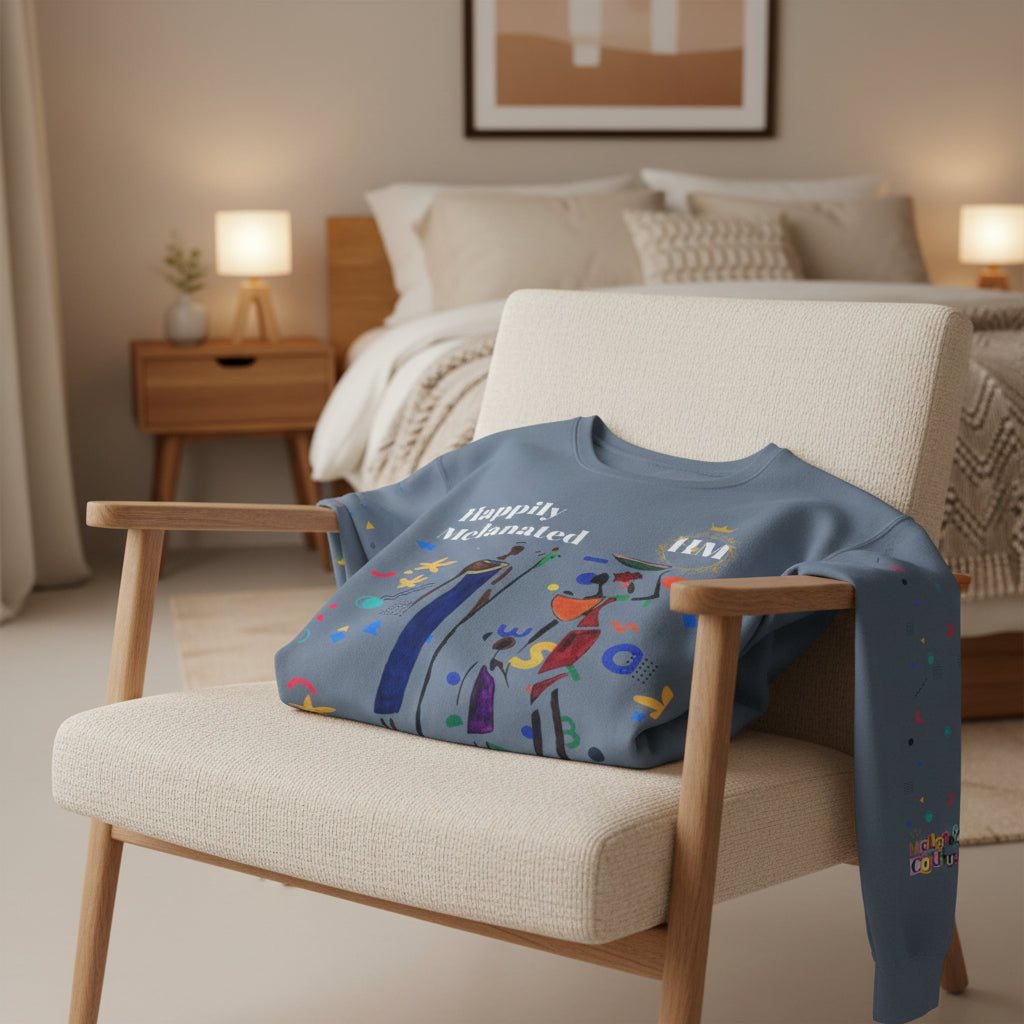 Bold Ethnic Unisex Light Weight Crewneck, Hand-drawn Tribal Family Doodle Design Printify