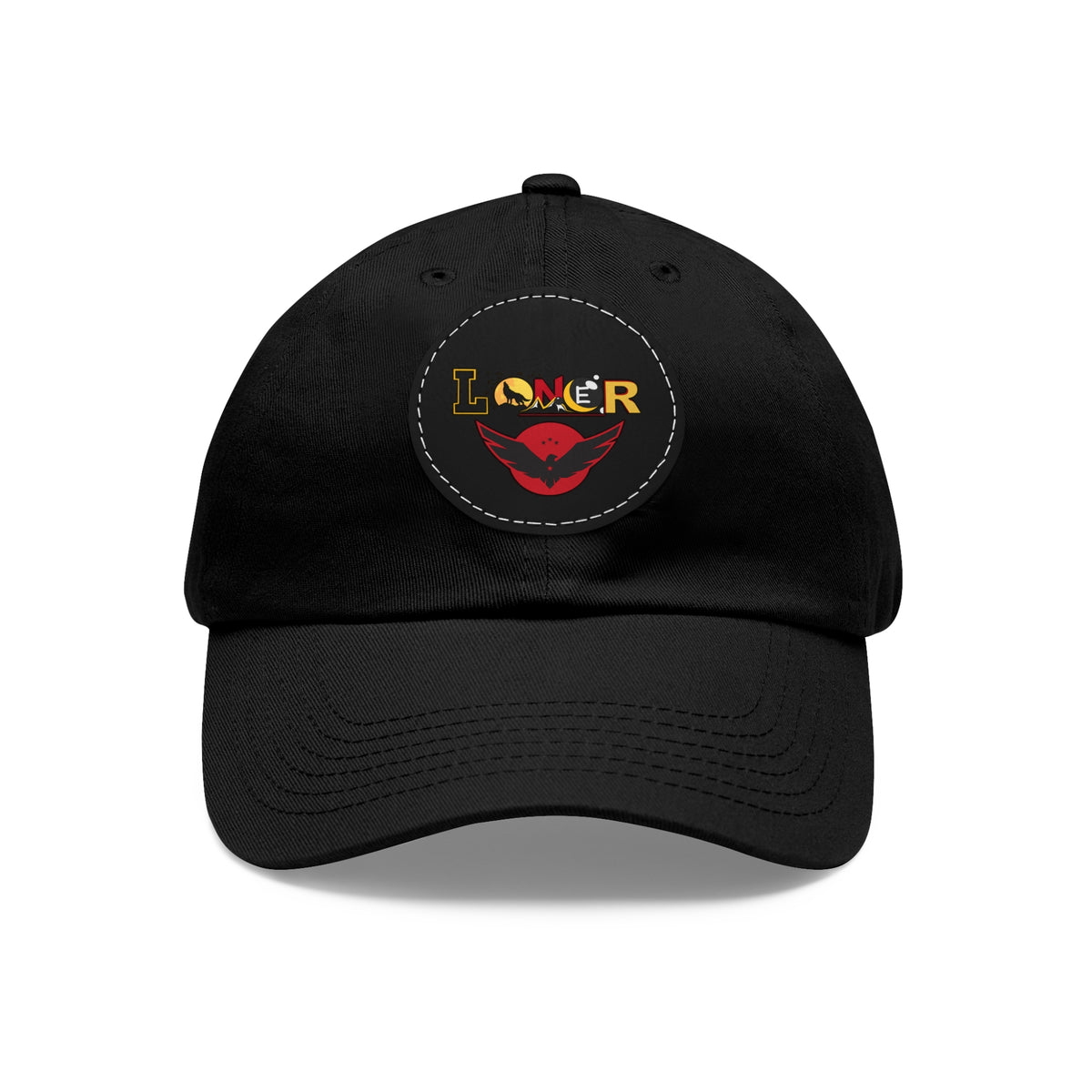 Dad Hat - Lone Wolf Themed Unisex Dad Hat with Leather Patch (Round) Unisex Printify