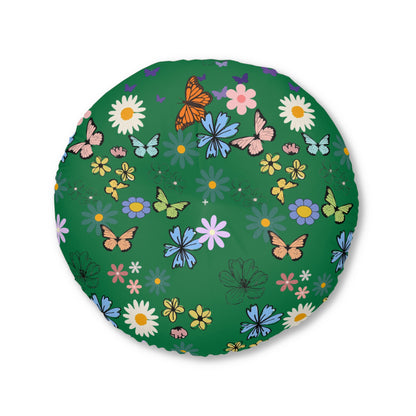 Floral Tufted Floor Pillow - Round Cushion for Cozy Decor