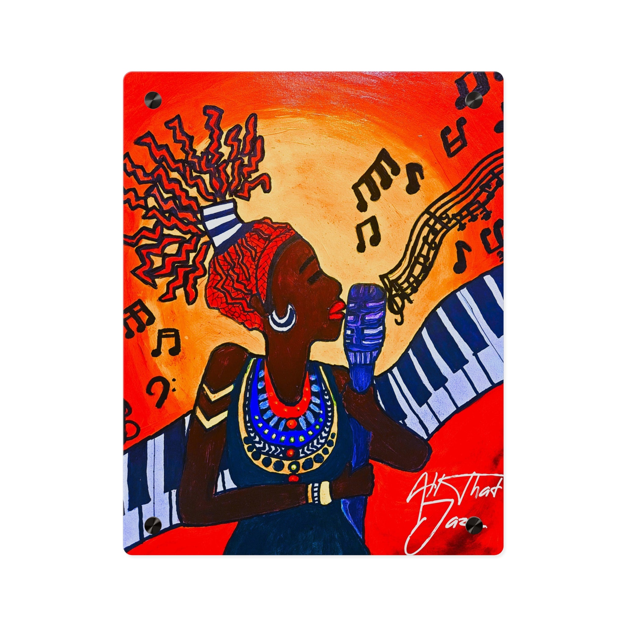 Acrylic Wall Art Panel — Vibrant Jazz Singer Illustration