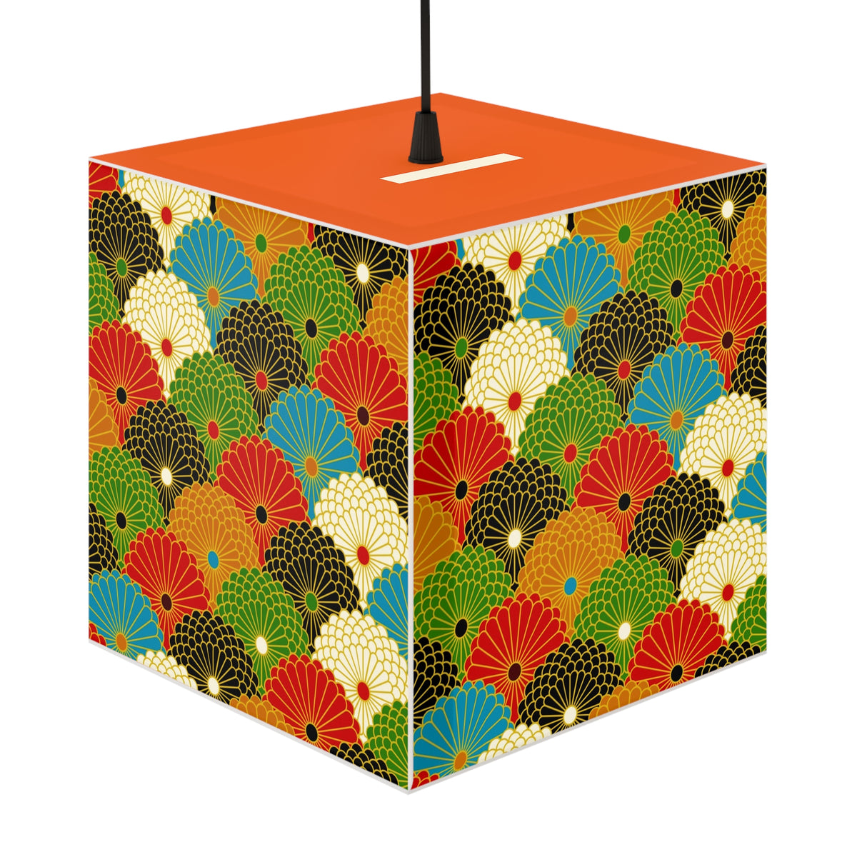 Japanese Fan Pattern Light Cube Lamp – Colorful Retro Geometric Table & Night Light Printify