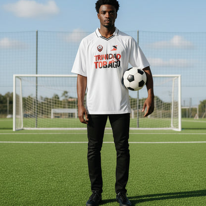 Unisex Trinidad Flag Themed Graphic Striped V-Neck Soccer Jersey