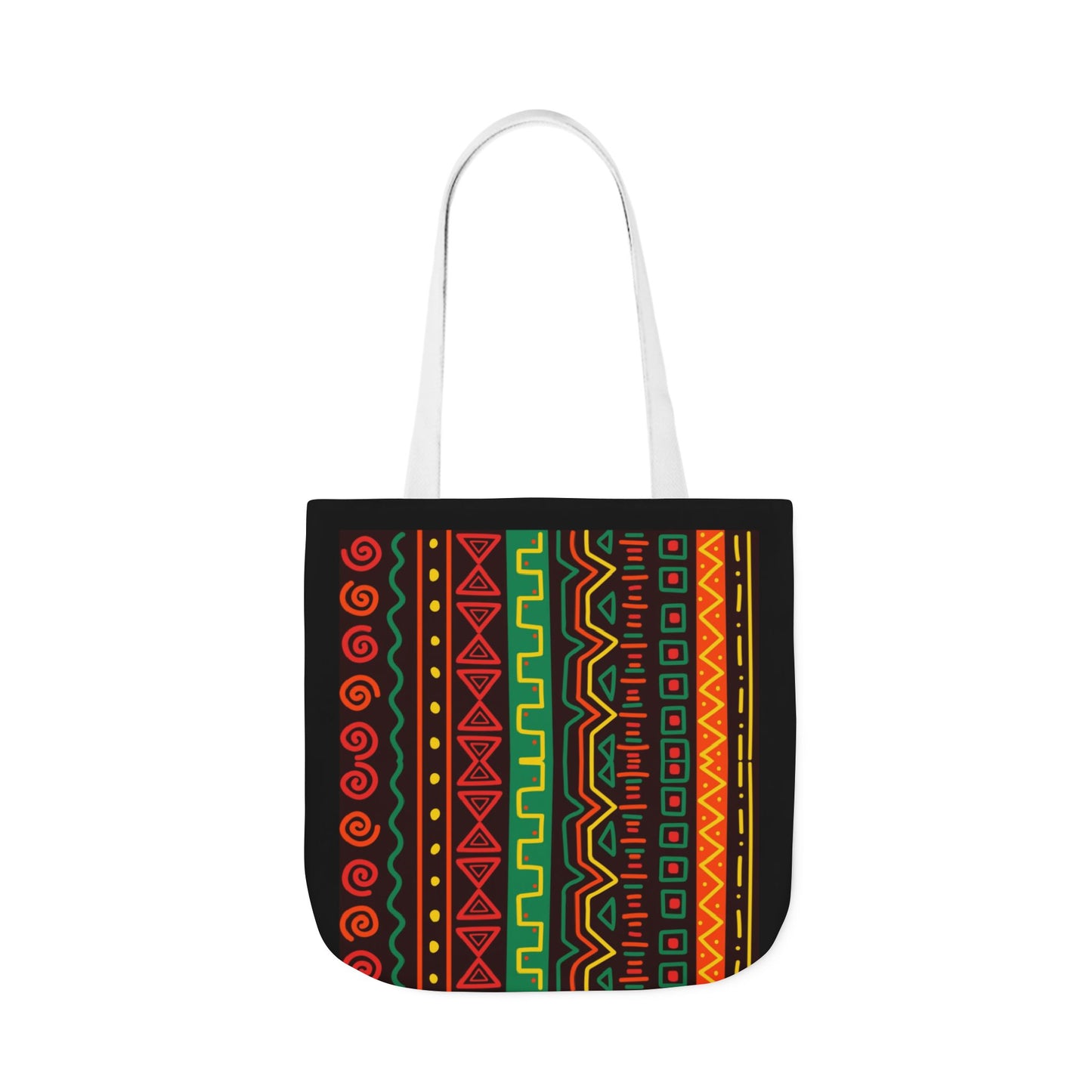 Afrocentric Pattern Canvas Tote — Colorful Tribal Stripe Beach & Market Bag