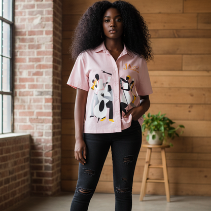 Unisex Boxy Short-Sleeve T-Shirt Featuring Jazz Band Graphic Design