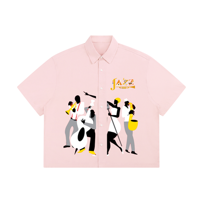 Unisex Boxy Short-Sleeve T-Shirt Featuring Jazz Band Graphic Design