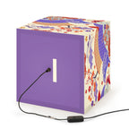 Japanese Wave & Crane Light Cube Lamp — Floral Origami Pattern Ambient Pendant Printify