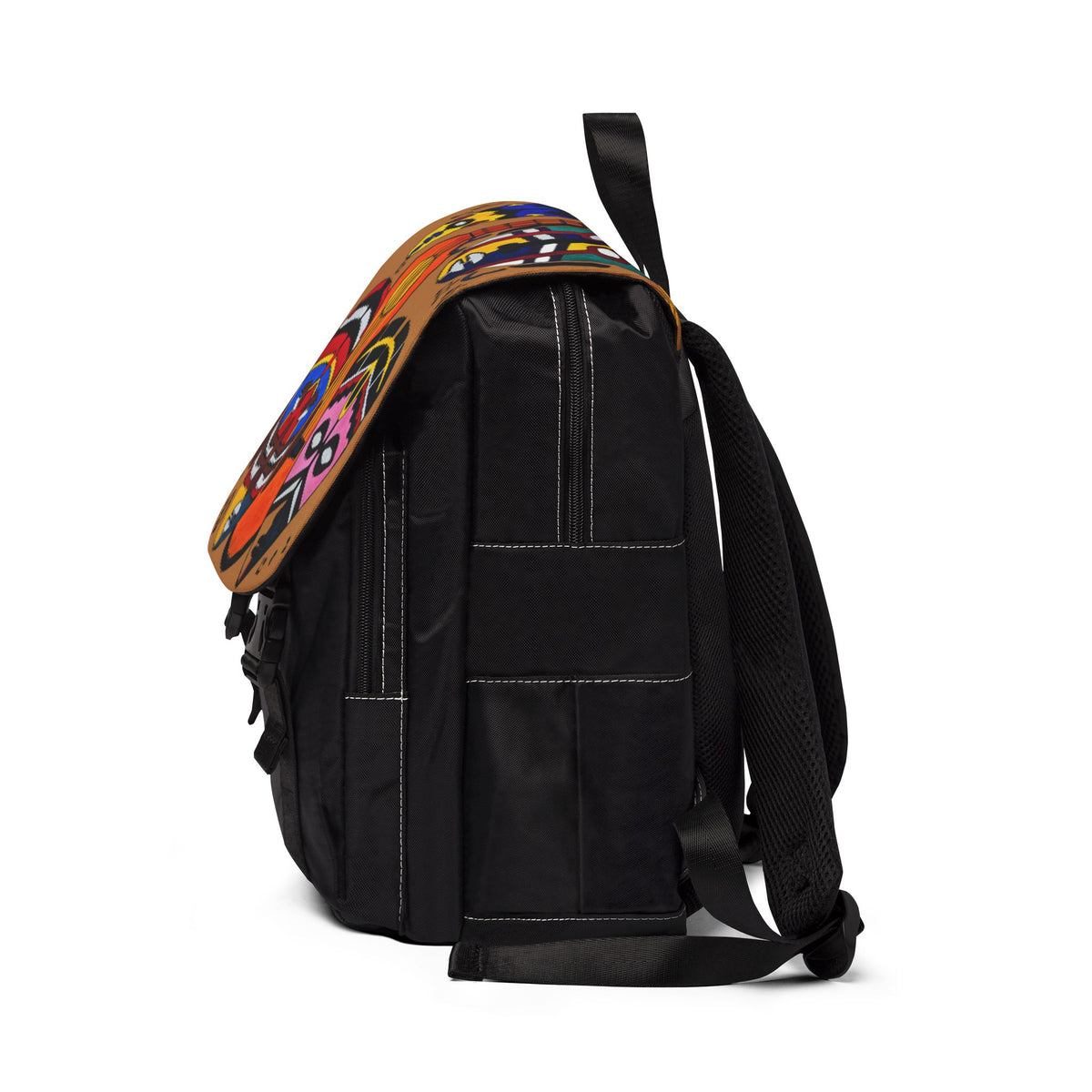 Afro Music Guitar Cartoon Backpack, Handcrafted Unisex Shoulder Bag, School Book Bag Printify