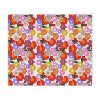 Floral Fiesta Minky Blanket — Bright Retro Flower Pattern, Cozy Throw for Living Room & Kids Printify