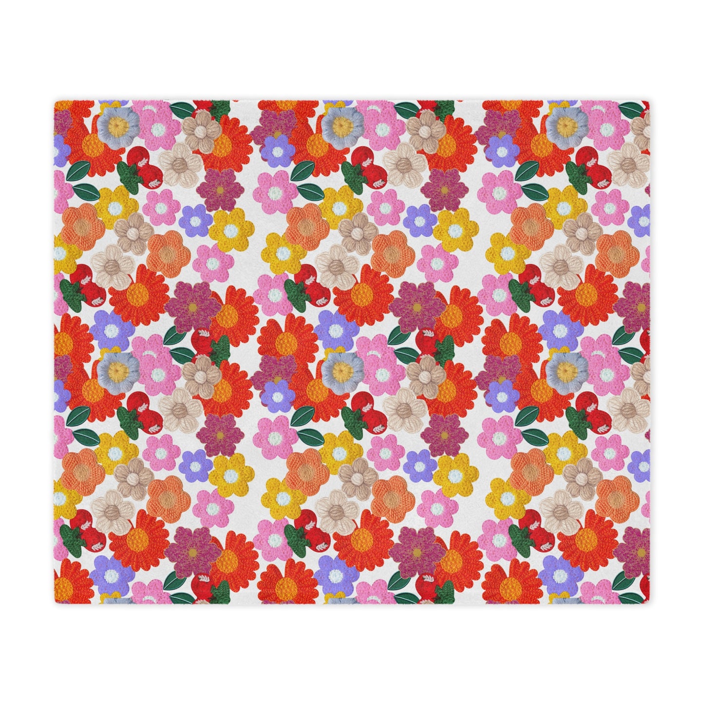 Floral Fiesta Minky Blanket — Bright Retro Flower Pattern, Cozy Throw for Living Room & Kids
