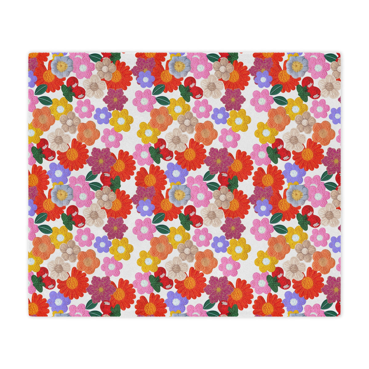 Floral Fiesta Minky Blanket — Bright Retro Flower Pattern, Cozy Throw for Living Room & Kids Printify