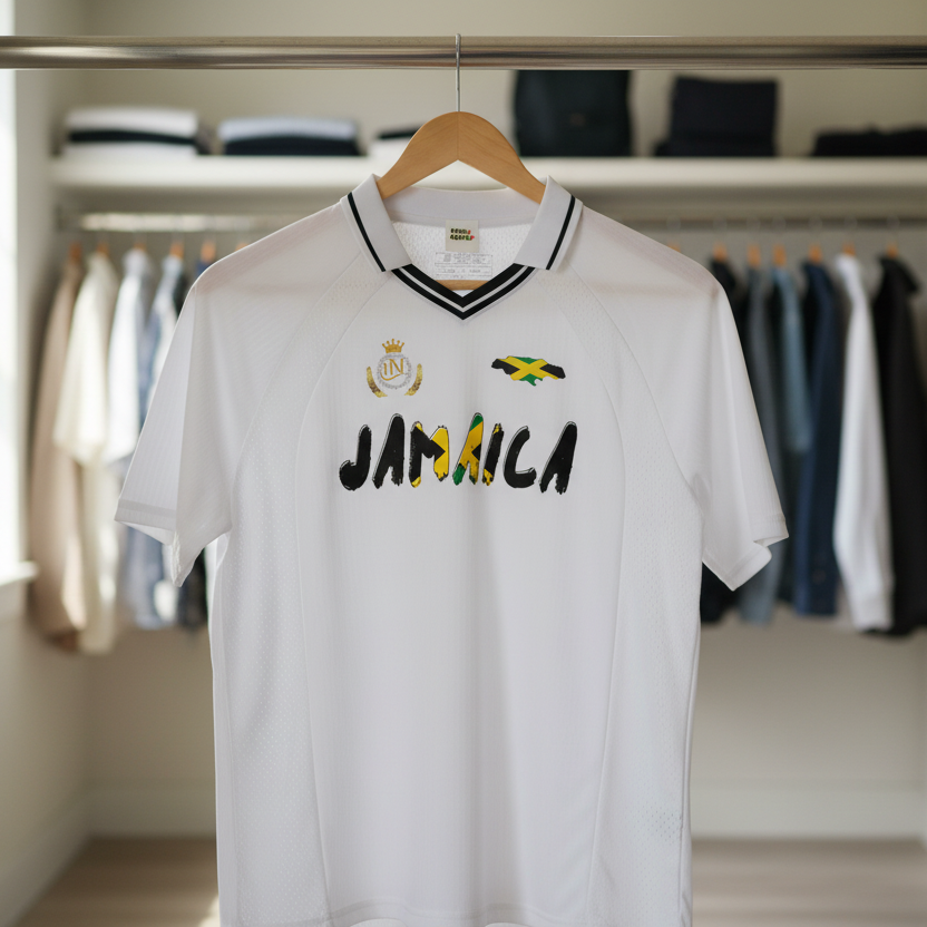 Jamaican Flag Themed Unisex Graphic Striped V-Neck Soccer Jersey