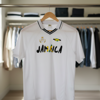 Jamaican Flag Themed Unisex Graphic Striped V-Neck Soccer Jersey