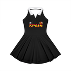 Women's Collared A-Line Tennis Dress Featuring a Spain Flag-Inspired Design
