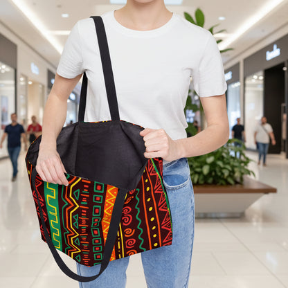 Weekender Tote Bag — Vibrant Afrocentric Tribal Stripe Beach & Travel Tote