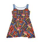 Womens Skater Dress — Colorful Geometric Patchwork Print