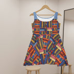 Womens Skater Dress — Colorful Geometric Patchwork Print Printify
