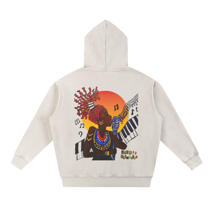 Jazz Singer Art Hoodie, Snow Wash Fleece Oversize Unisex Hoodie
