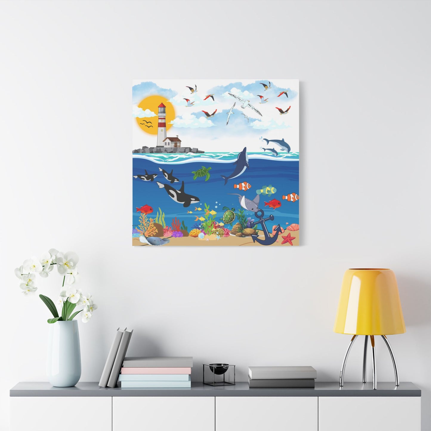 Vibrant Ocean Scene Canvas Wall Art, Nautical Decor for Beach Lovers, Coastal Living, Gift for Housewarming, Relaxing Atmosphere