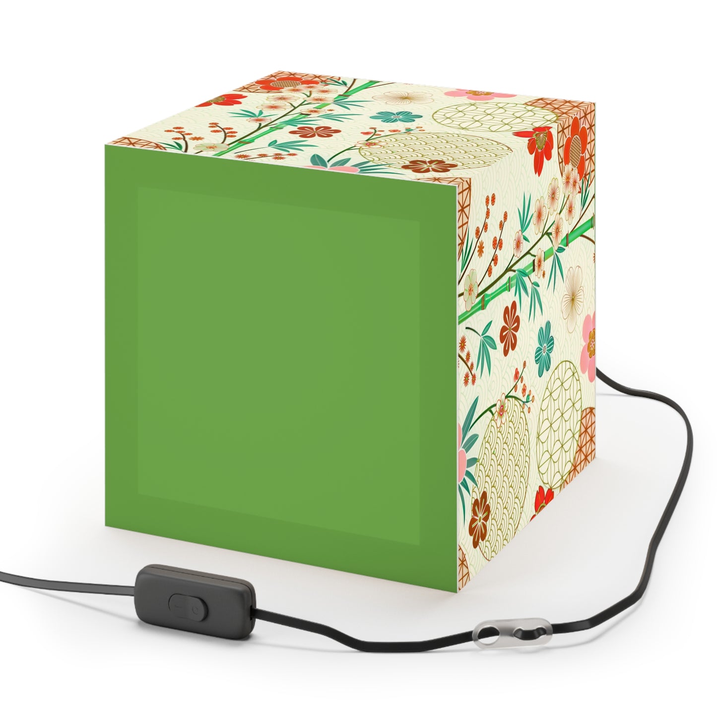 Japanese Floral Cube Lamp — Vintage Sakura Pattern Light Cube