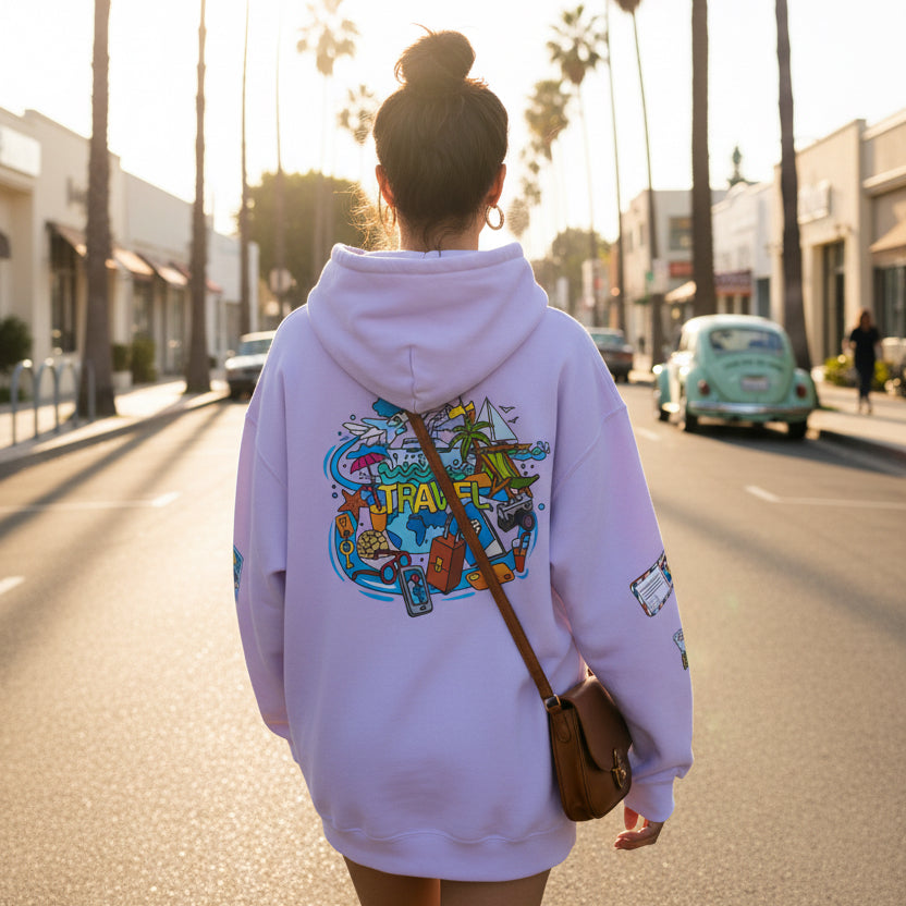 Travel Enthusiast Unisex Hoodie, Vacation Mode Travel Lover Pullover