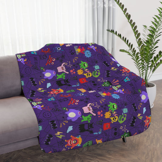 Colorful Monsters Sherpa Blanket, Cozy Throw for Kids, Unique Gift for Birthdays