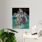 Knight and Dragon Acrylic Wall Art Panel — Fantasy Castle Nightscape Décor Printify