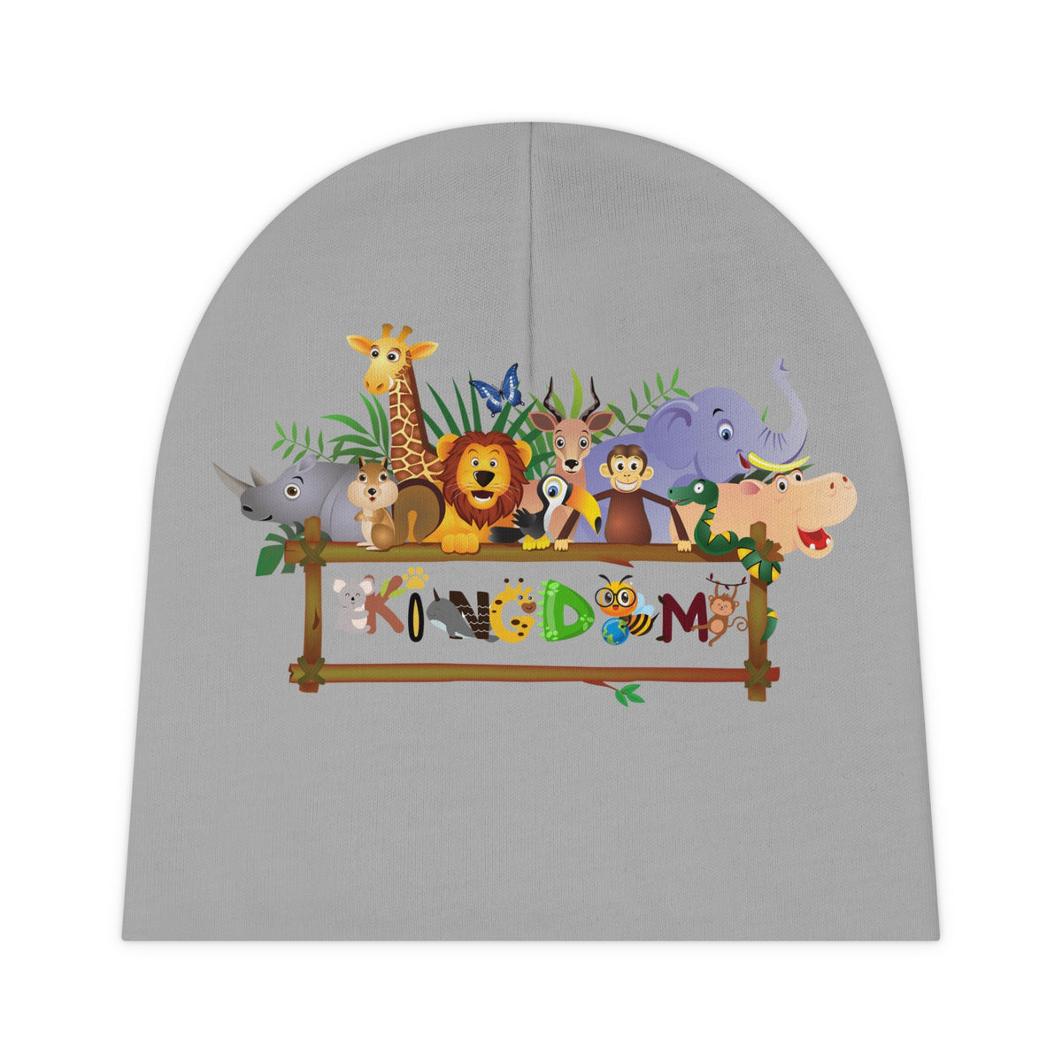 Animal Graphic Baby Beanie, Cute Newborn Hat, Safari Theme Infant Cap, Knit Winter Beanie Printify