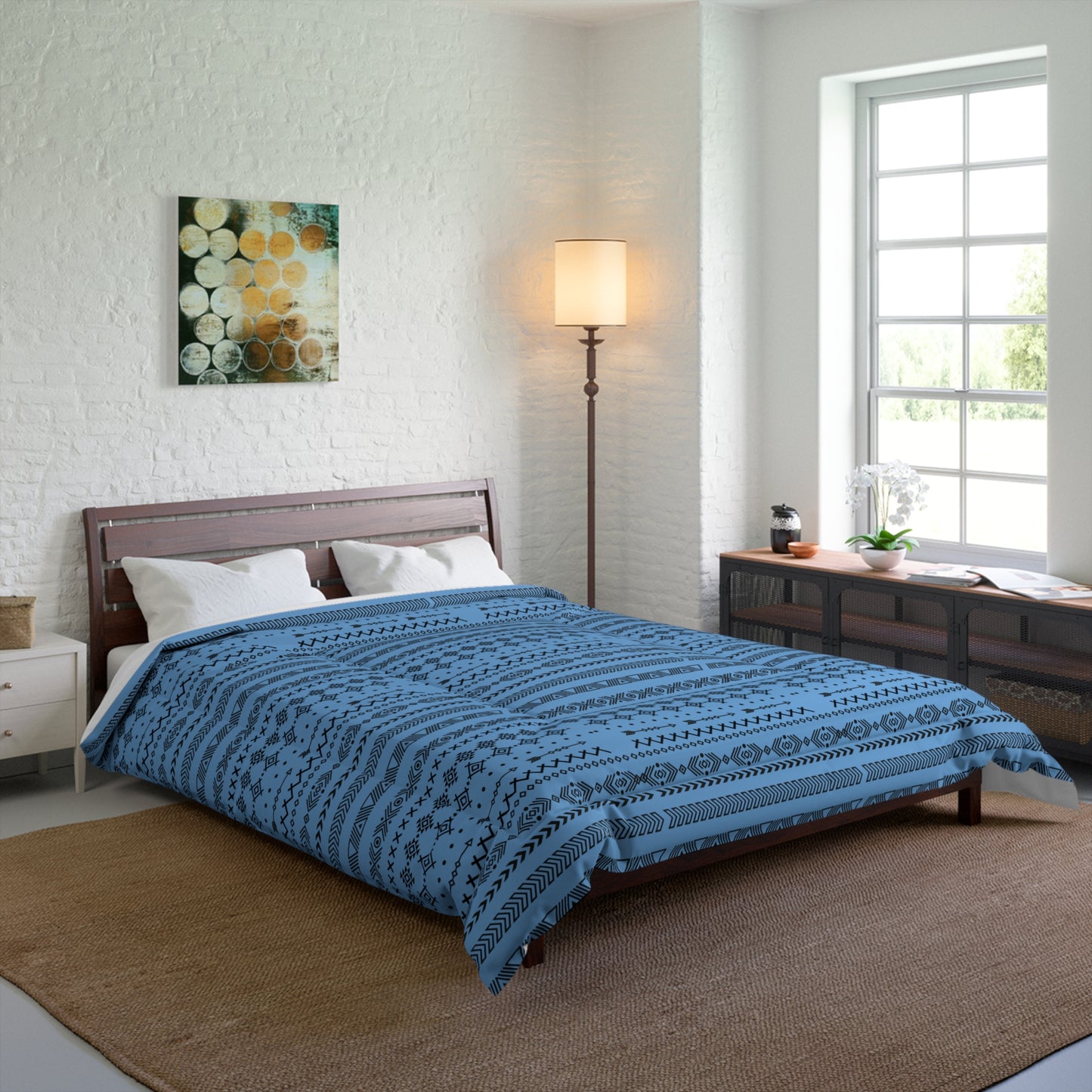 Boho Geometric Comforter, Cozy Blanket for Home Decor, Boho Style Bedding