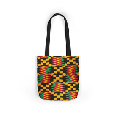 Kente Pattern Canvas Tote Bag — Vibrant African Print Market Tote