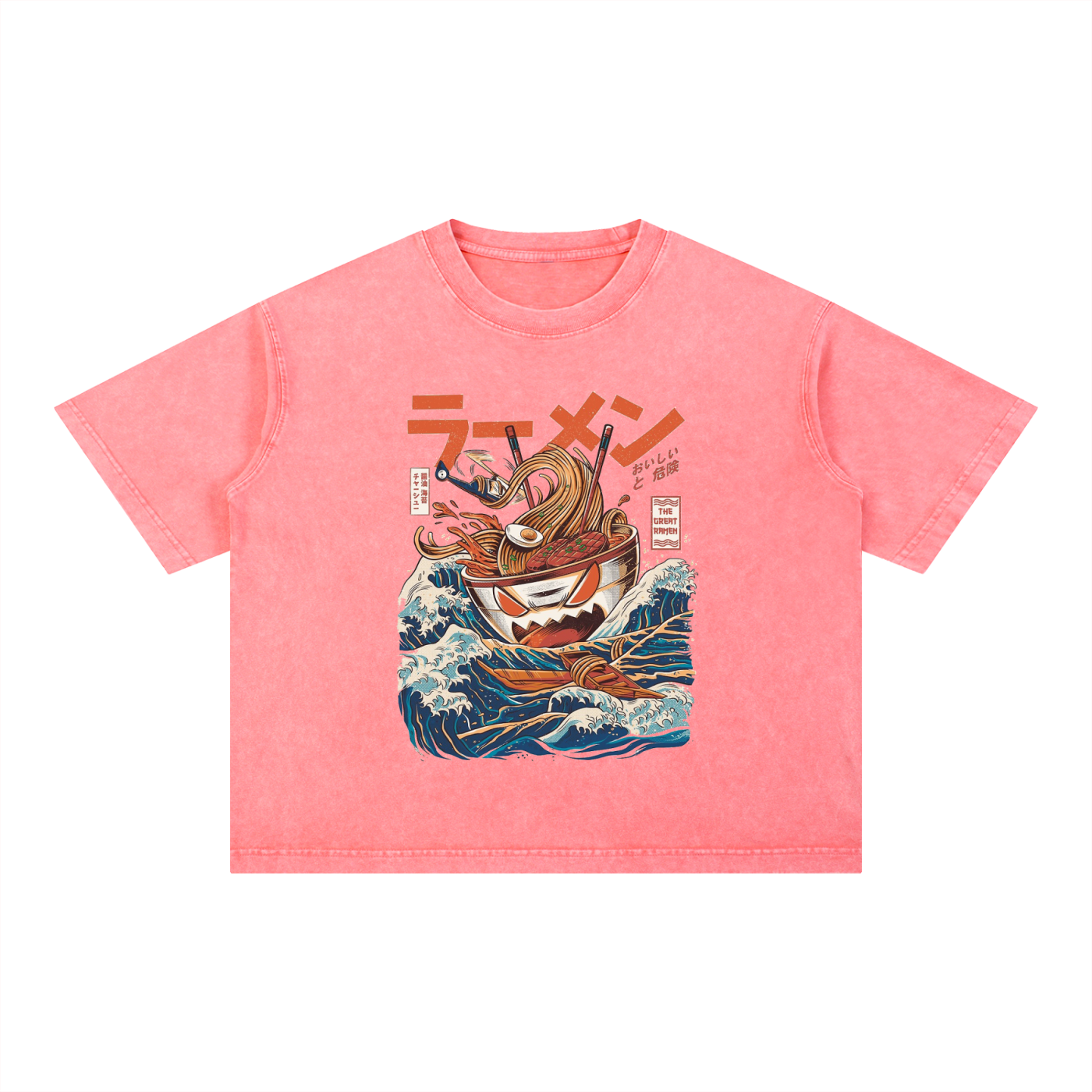 Graphic Ramen Art  Mineral Wash Boxy Cotton Unisex T-Shirt