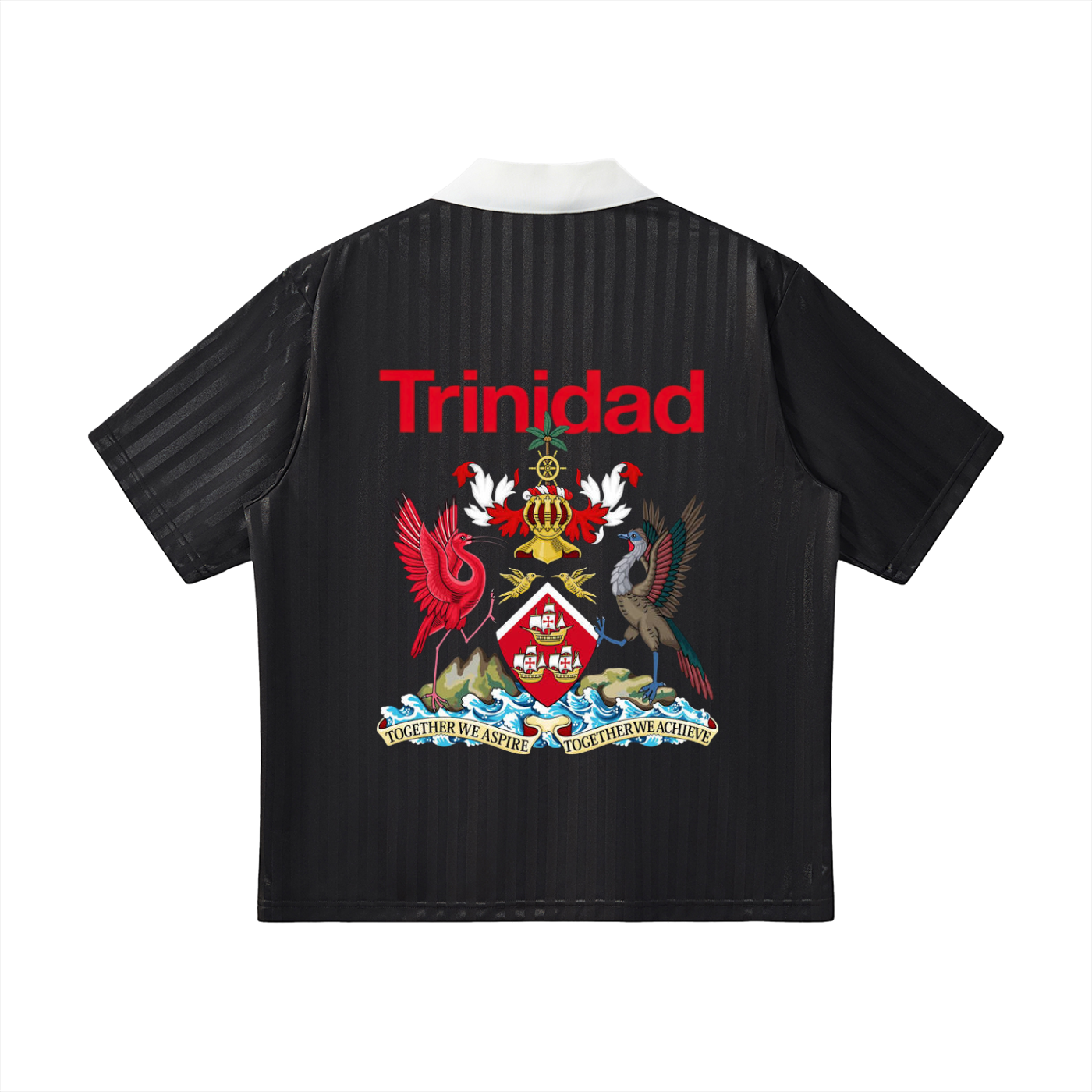 Trinidad Flag Themed Graphic Contrast Collar Striped Unisex Soccer Jersey