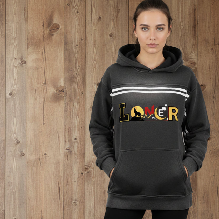 Medieval Knight and Dragon Graphic Hoodie, Sun Fade Contrast Tape Fleece Hoodie ODMPOD