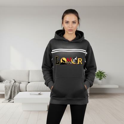 Medieval Knight and Dragon Graphic Hoodie, Sun Fade Contrast Tape Fleece Hoodie