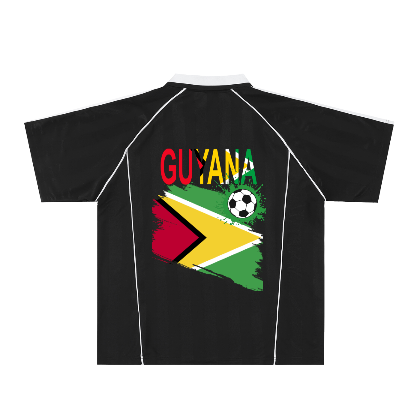Guyana Flag Themed Unisex Graphic Shadow Stripe Collared Soccer Jersey