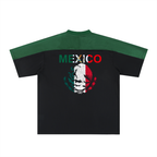 Unisex Soccer Jersey Featuring a Mexico Flag-Inspired Graphic Mesh Design with a V-Neck Silhouette ODMPOD