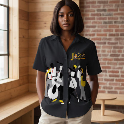 Unisex Boxy Short-Sleeve T-Shirt Featuring Jazz Band Graphic Design