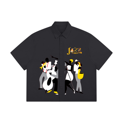 Unisex Boxy Short-Sleeve T-Shirt Featuring Jazz Band Graphic Design