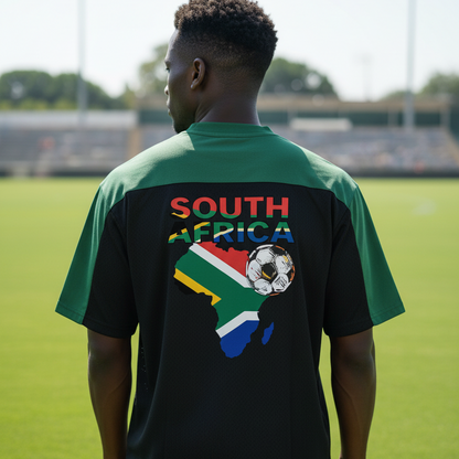 South African Flag Themed Graphic Mesh V-Neck Soccer Jersey